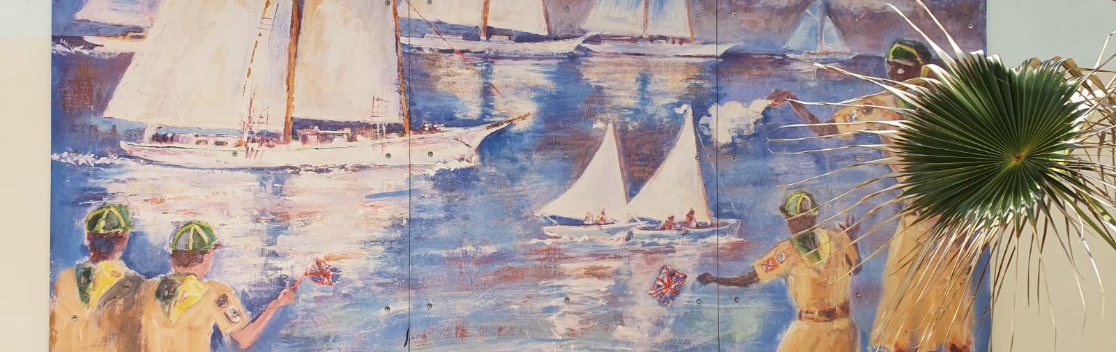 Painting with sailboats.